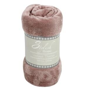 Stylish Home Blanket Throw Plush Lightweight 50"X 60" Mauve Blush Cozy